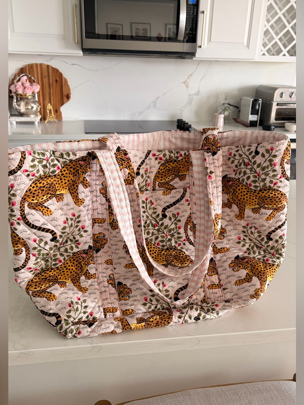 Printfresh Weekend tote Bag with Pouch in Bagheera pink